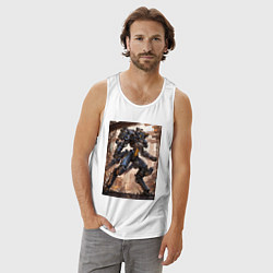 Майка мужская хлопок Пилот с огромным мехом, цвет: белый — фото 2