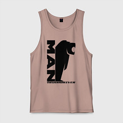 Майка мужская хлопок MAN дальнобойщик чёрный логотип, цвет: пыльно-розовый