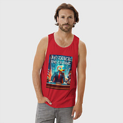 Майка мужская хлопок Мы верим в утку - мем, цвет: красный — фото 2