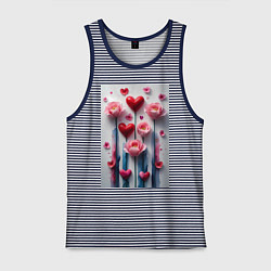 Мужская майка Композиция цветов и сердечек