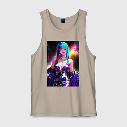 Майка мужская хлопок Девушка поп идол, цвет: миндальный