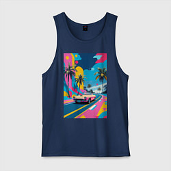 Мужская майка Кабриолет едет по тропическому острову в стиле Куб