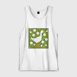 Майка мужская хлопок Гусь в ромашках, цвет: белый