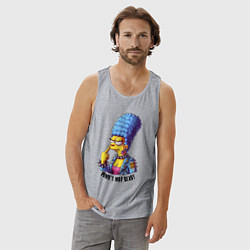 Майка мужская хлопок Marge Simpson - punks not dead motto, цвет: меланж — фото 2