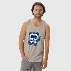 Майка мужская хлопок Панда робот, цвет: миндальный — фото 2