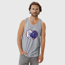 Майка мужская хлопок Сердечные котики, цвет: меланж — фото 2