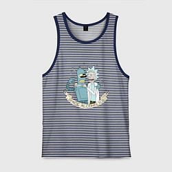 Майка мужская хлопок Bander and Rick - space alcoholics, цвет: синяя тельняшка