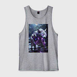 Мужская майка Киборг лиса с неоновой подсветкой