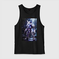 Мужская майка Киборг лиса с неоновой подсветкой