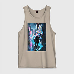 Мужская майка Лиса наемник в стиле Cyberpunk