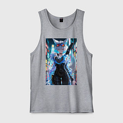 Мужская майка Лиса наемник в стиле Cyberpunk