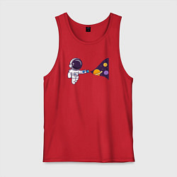 Майка мужская хлопок Космический свет фонарика, цвет: красный