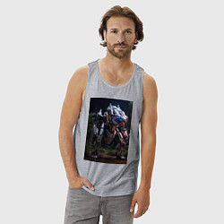 Майка мужская хлопок Робот в стиле Horizon, цвет: меланж — фото 2