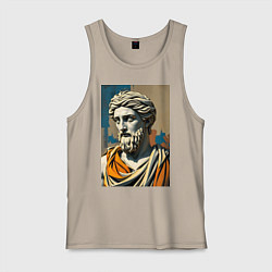 Майка мужская хлопок Античная статуя в теплых тонах, цвет: миндальный