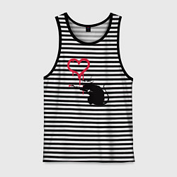 Майка мужская хлопок Rat heart, цвет: черная тельняшка