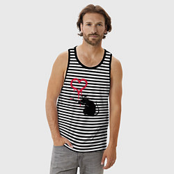 Майка мужская хлопок Rat heart, цвет: черная тельняшка — фото 2