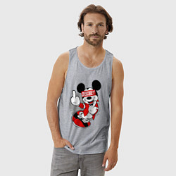 Майка мужская хлопок Микки маус - ни кого не слушай, цвет: меланж — фото 2