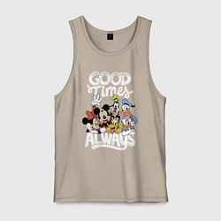 Майка мужская хлопок Дональд Дак и Микки Маус, цвет: миндальный