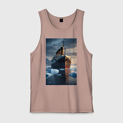 Мужская майка Титаник плывет среди айсбергов