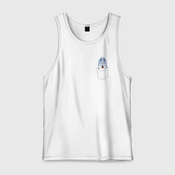 Майка мужская хлопок Wolf Chan in pocket, цвет: белый