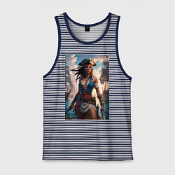 Мужская майка Пиратка на фона флотилии кораблей