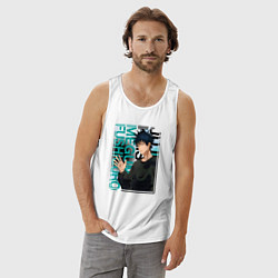 Майка мужская хлопок Мегуми фусигуро заклинатель, цвет: белый — фото 2