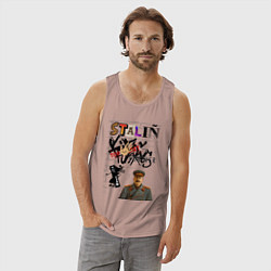 Майка мужская хлопок Stalin граффити, цвет: пыльно-розовый — фото 2