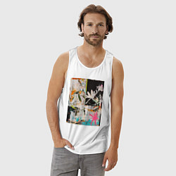 Майка мужская хлопок Тропическая абстрактная картина, цвет: белый — фото 2