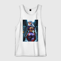 Мужская майка Девушка с оружием в киберпанк стиле