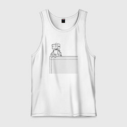 Майка мужская хлопок Одинокий робот, цвет: белый