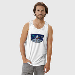 Майка мужская хлопок Space travel, цвет: белый — фото 2