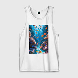 Мужская майка Подводный коралловый риф с рыбками