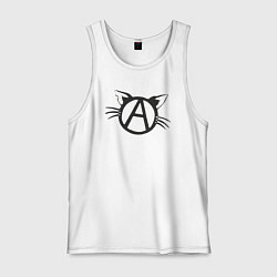 Майка мужская хлопок Cat anarchy, цвет: белый