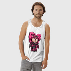 Майка мужская хлопок Розовая пантера gym, цвет: белый — фото 2