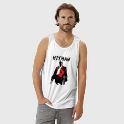 Майка мужская хлопок Hitman - 47, цвет: белый — фото 2