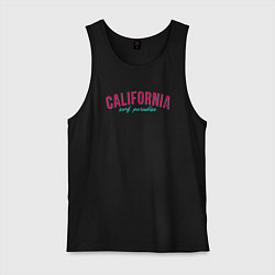 Майка мужская хлопок California surf paradise, цвет: черный