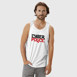 Майка мужская хлопок Киберполиция, цвет: белый — фото 2