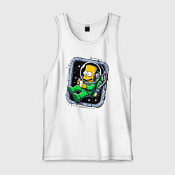 Майка мужская хлопок Барт Симпсон с сэндвичем в космосе - нейроарт, цвет: белый