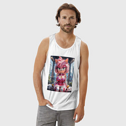 Майка мужская хлопок Эми Роуз из Somic строит глазки, цвет: белый — фото 2