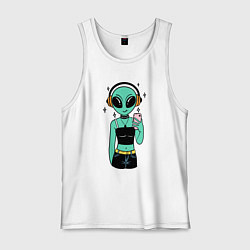 Мужская майка Девочка инопланетянин с телефоном