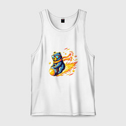 Майка мужская хлопок Медведь-метеорит, цвет: белый