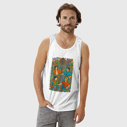 Майка мужская хлопок Astro психоделика, цвет: белый — фото 2