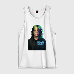 Майка мужская хлопок Билли Айлиш глитч эффект, цвет: белый