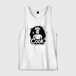 Мужская майка Шеф-повар с ложкой черной краской