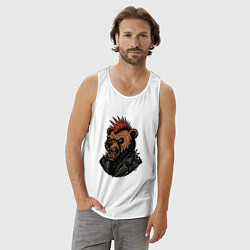 Майка мужская хлопок Медведь панк, цвет: белый — фото 2