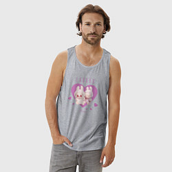 Майка мужская хлопок Лабубу love, цвет: меланж — фото 2