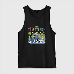 Майка мужская хлопок The Beatles мультяшный стиль, цвет: черный