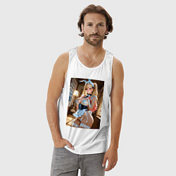 Майка мужская хлопок Марин Китагава в откровенном наряде кролика-горнич, цвет: белый — фото 2