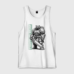 Майка мужская хлопок Боевой медведь с цепным клинком, цвет: белый