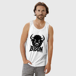 Майка мужская хлопок Мощное граффити бизон, цвет: белый — фото 2